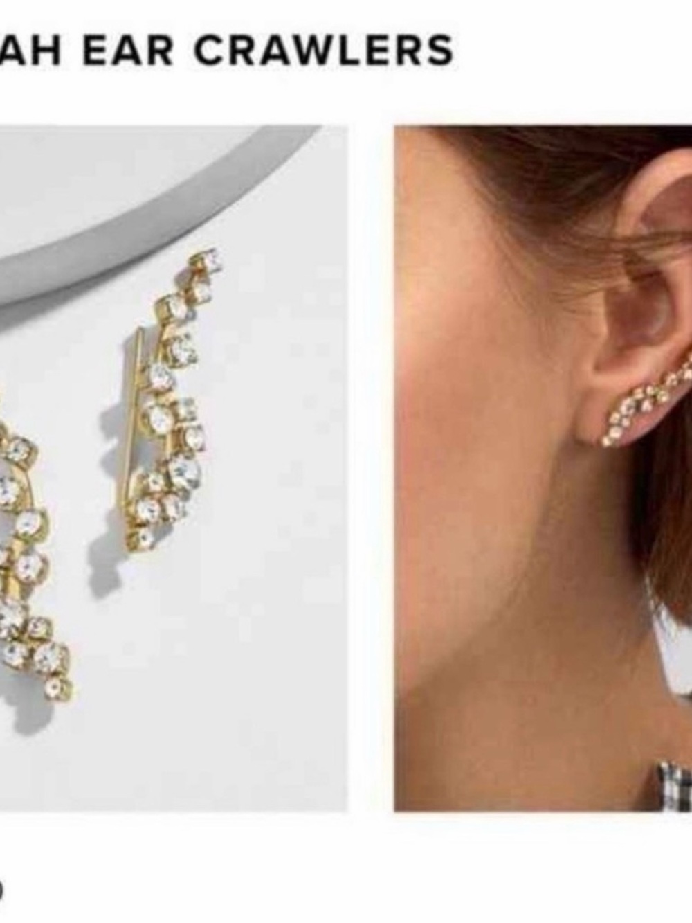 BaubleBar Gold Crystal Ear Crawlers
